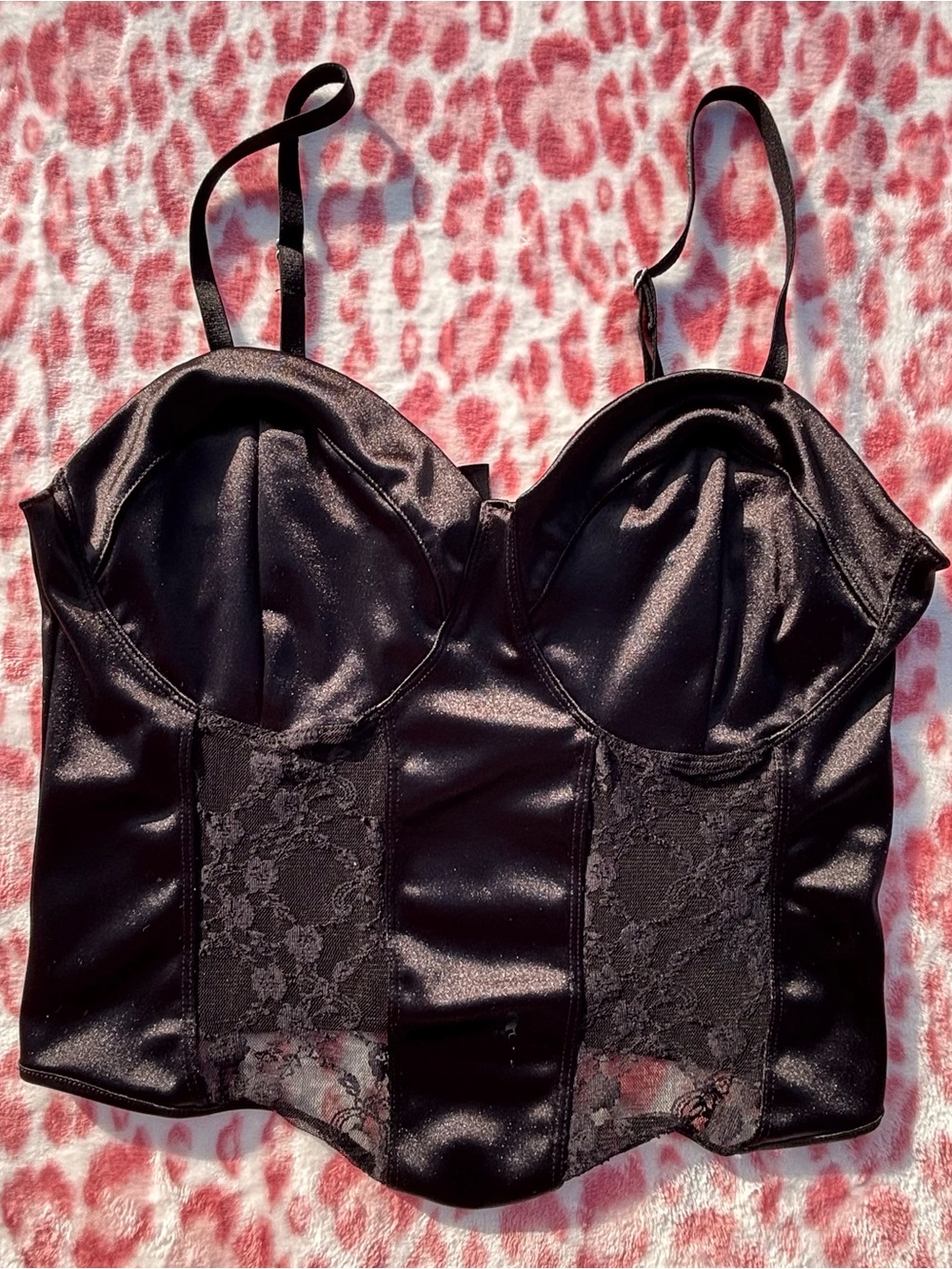 H&M Black Satin Lace Bustier Top